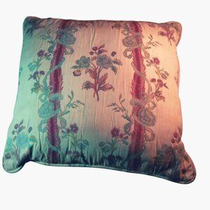 Vintage Floral Brocade Pattern Throw Pillow 1940s 16x16 Grannycore Cottage